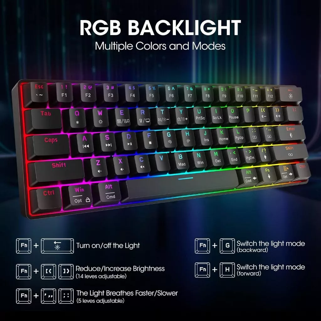 ZEUS Portable 60 Percent Mini Gaming Keyboard 2
